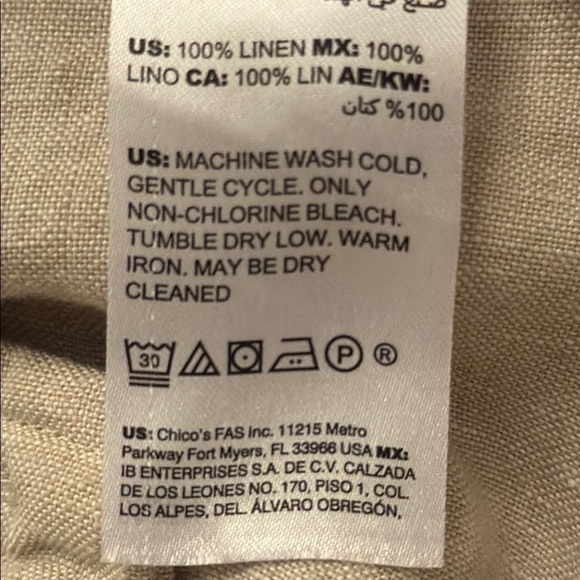 Chico's Tan Capris 100%Linen Relaxed Fit capris #204 - Picture 6 of 9